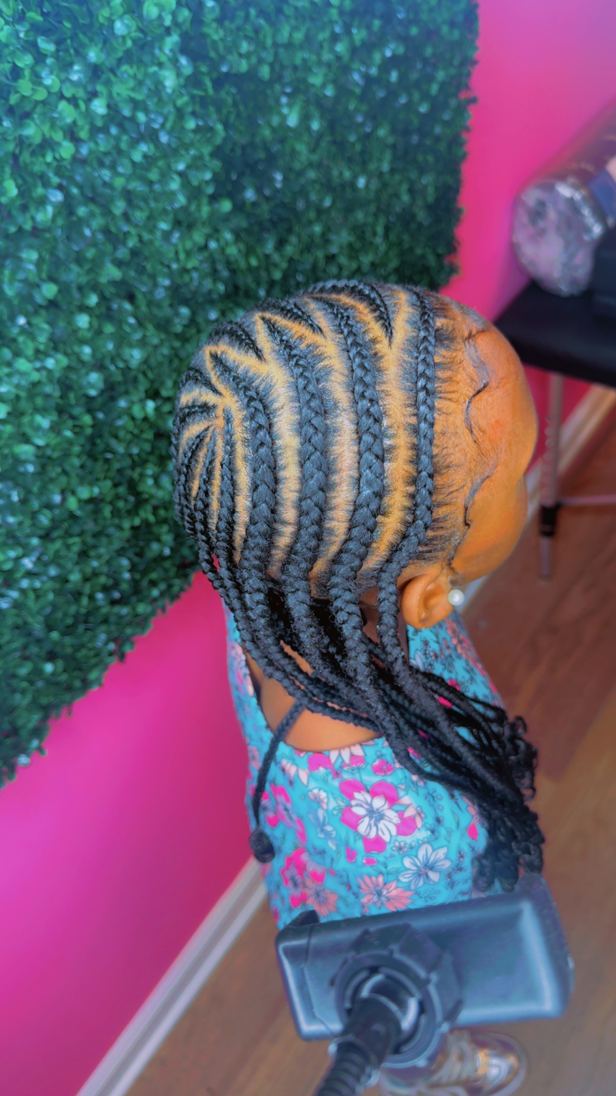 Cornrow braids on a little one